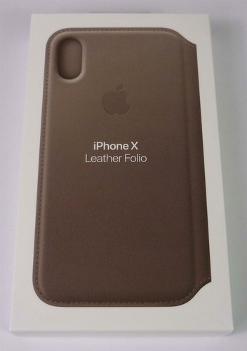Véritable Apple IPHONE X Cuir Protection Étui Folio Mqry2zm/A - Taupe Gris Neuf - Photo 2 sur 12