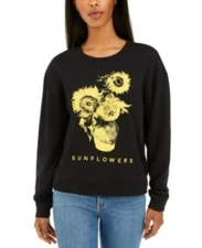MSRP $34 Mad Engine Juniors' Sunflower Graphic-Print T-Shirt Black Size XS