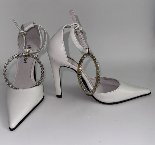 Jeffrey Campbell Sandals 5.5 White Rhinestone Crystals Jeweled NEW