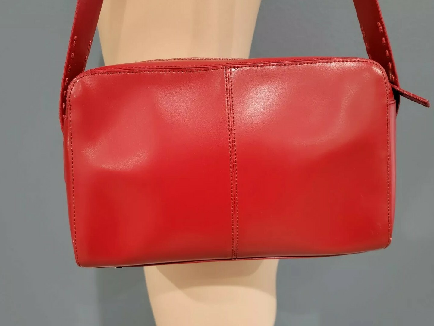 M.LONDON Red Leather Structured Rectangular Shoul… - image 3