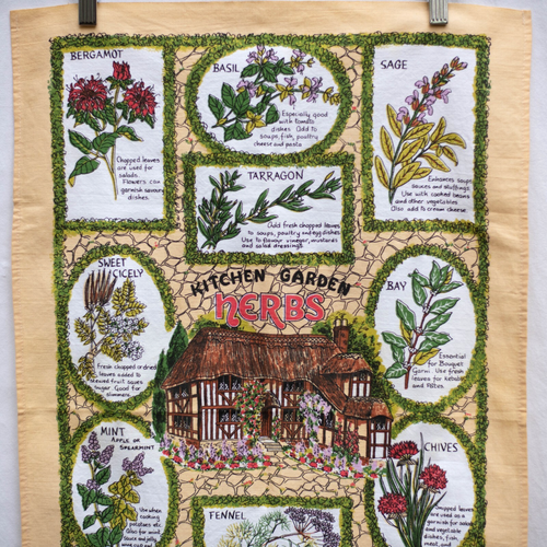 Asciugamano da tè vintage Sally Jayne Textiles cucina giardino erbe cottage nucleo fattoria - Foto 2 di 5
