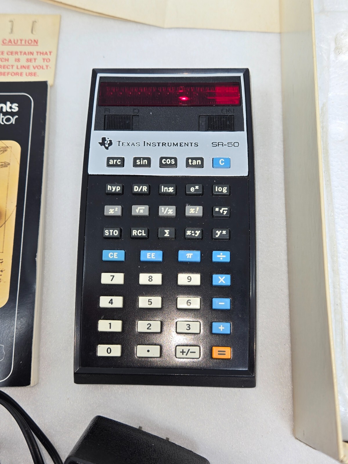 VINTAGE TEXAS INSTRUMENTS SLIDE RULE CALCULATOR SR50 WBOX READ G2U