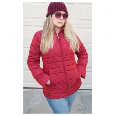 Vintage Moncler Women's Square Quilted Puffer Jacket Coat Long Sleeve Red Size S