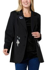 DG2 Diane Gilman Signature Collection Jewel Embellished Blazer Black