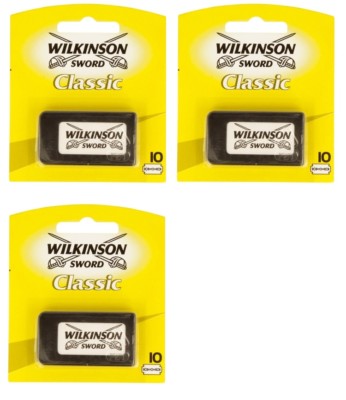 Wilkinson Sword Classic Double Edge Blades, 30 ct (Yellow) + Eyebrow Trimmer