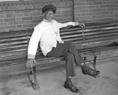 Missouri-Kansas-Texas Porter Frank Wakefield at Highland Park Depot 1965 5 x 7