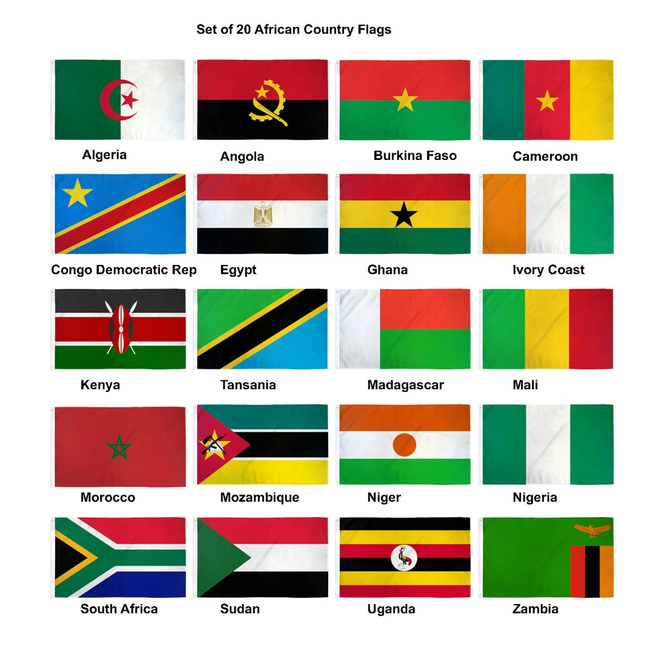 Juego de 20 banderas de campo africanas conjunto de banderas de campo africanas banderas de casa de 2x3 pies Foto 2 de 2