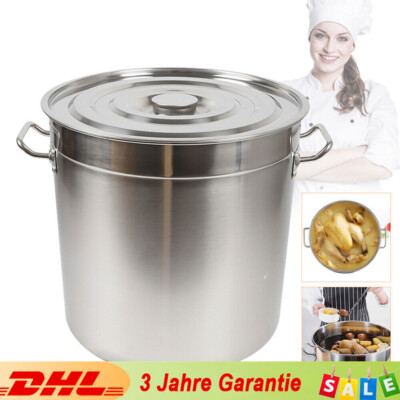 35L Kochtopf mit 201 Edelstahl Deckel Suppentopf Großer Topf Eintopf 35 Liter DE