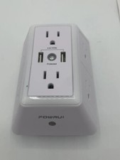 POWRUI AHR-508 White 3-Sided Surge Protector 6-Outlet Dual-USB Wall Charger