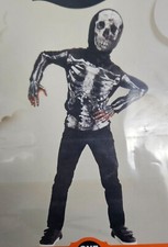 Kids Skeleton Costume Glows Under Blacklight Shirt Mask One Size Ages 3