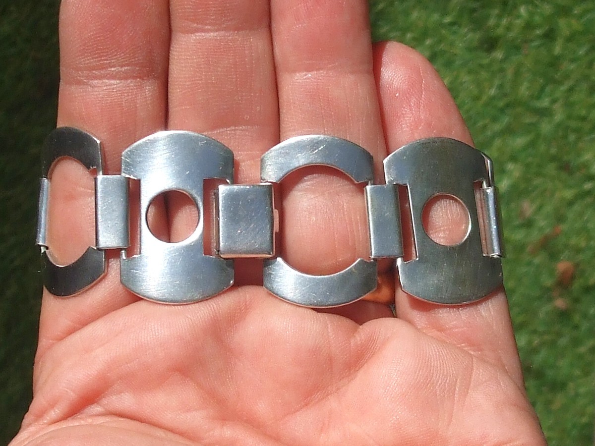Bracelet Ancien En Argent Des Années 60/70 - Longueur 20 Cm, Poids 52,87g - Très Bon État