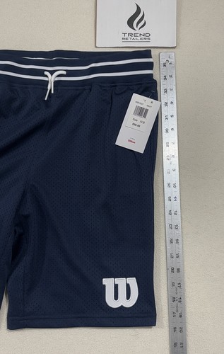 Wilson Open Hole Mesh Lined Tennis Shorts Embroidered Logo Navy Boys XL WBH507 - Picture 6 of 10