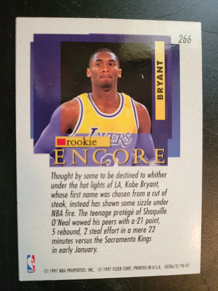 96-97 Fleer Ultra Encore Rookie Kobe Bryant #266 | eBay 96-97 Fleer Ultra Encore Rookie Kobe Bryant #266 | eBay