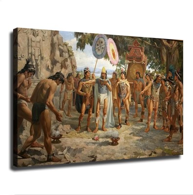 Retro Art Poster Aztec Montezuma Maya Poster Canvas Wall Art Picture Print