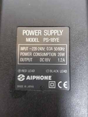 Aiphone NETZTEIL DC 18VOLT 1,2 AMP MODELL PS-18YE