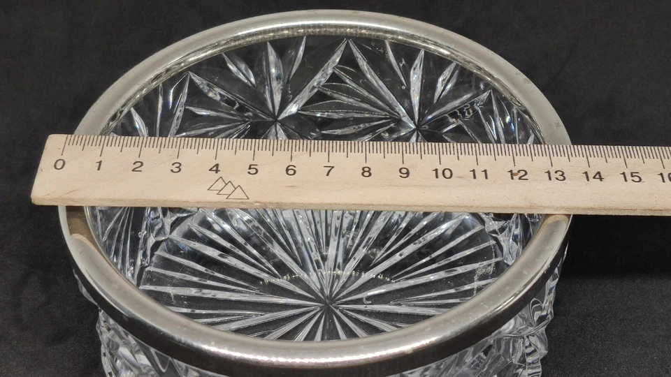 苏联水晶糖果碗带镀铬金属边。 — 第 4/4 张图片