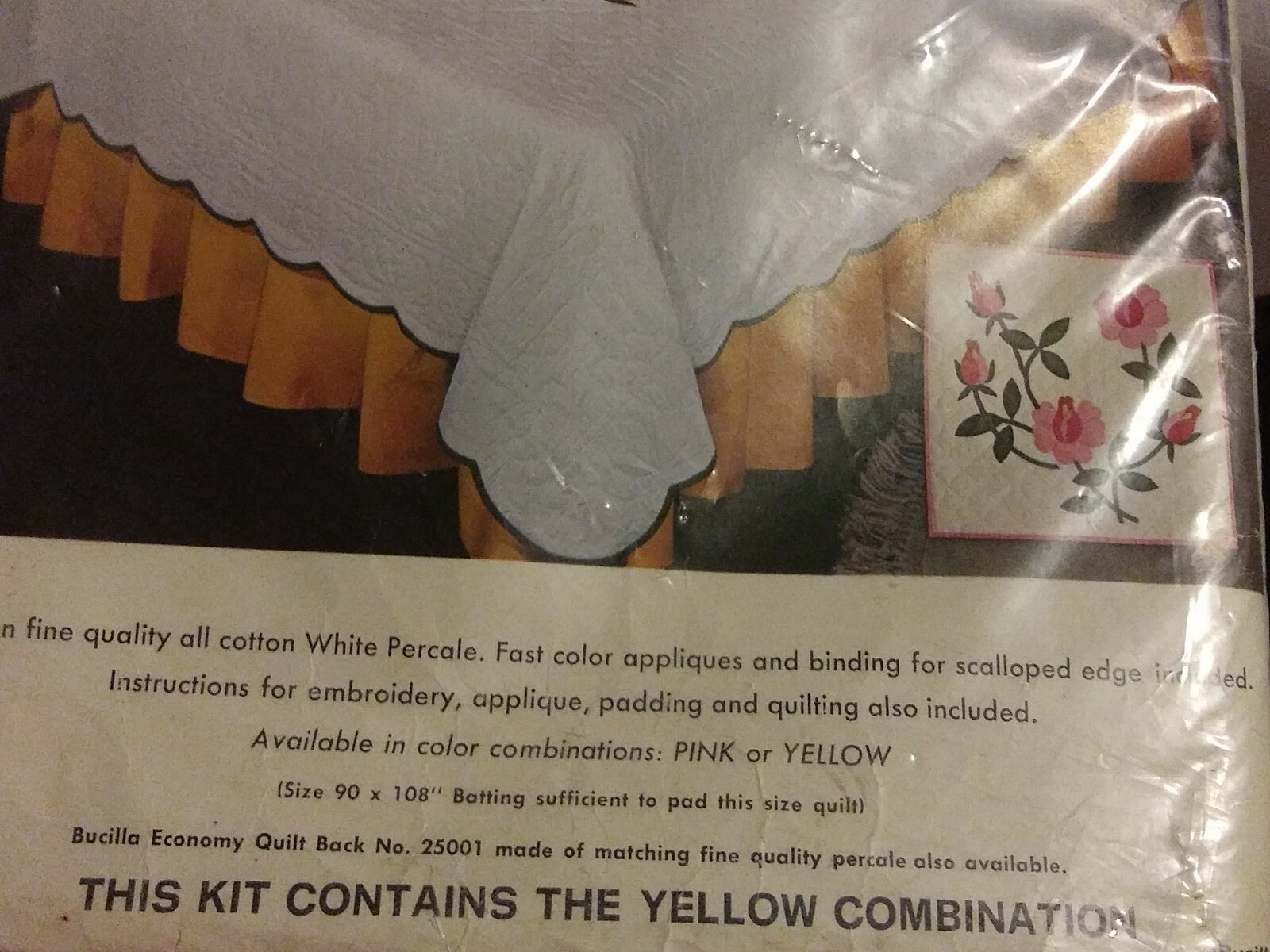 BUCILLA APPLIQUE QUILT ROSE GARDEN 84 X 100 SINGLE OR DOUBLE BED KIT