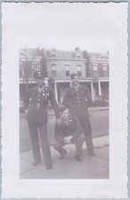 1943 WWII U.S. Army Soldiers Posing on Residential Street Photograph