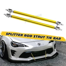 Universal Gold Adjustable 10 to 13'' Front Bumper Lip Strut Rod Tie Support Bar