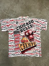 Vintage Chicago Bulls 1993 NBA Finals World Champs AOP T Shirt Size XL Rare Worn