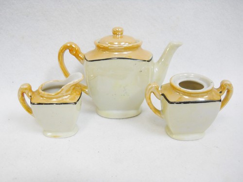 Vintage Hand Painted Lusterware Toy Dishes Tea Set Floral Motif 8 pcs - Picture 3 of 7