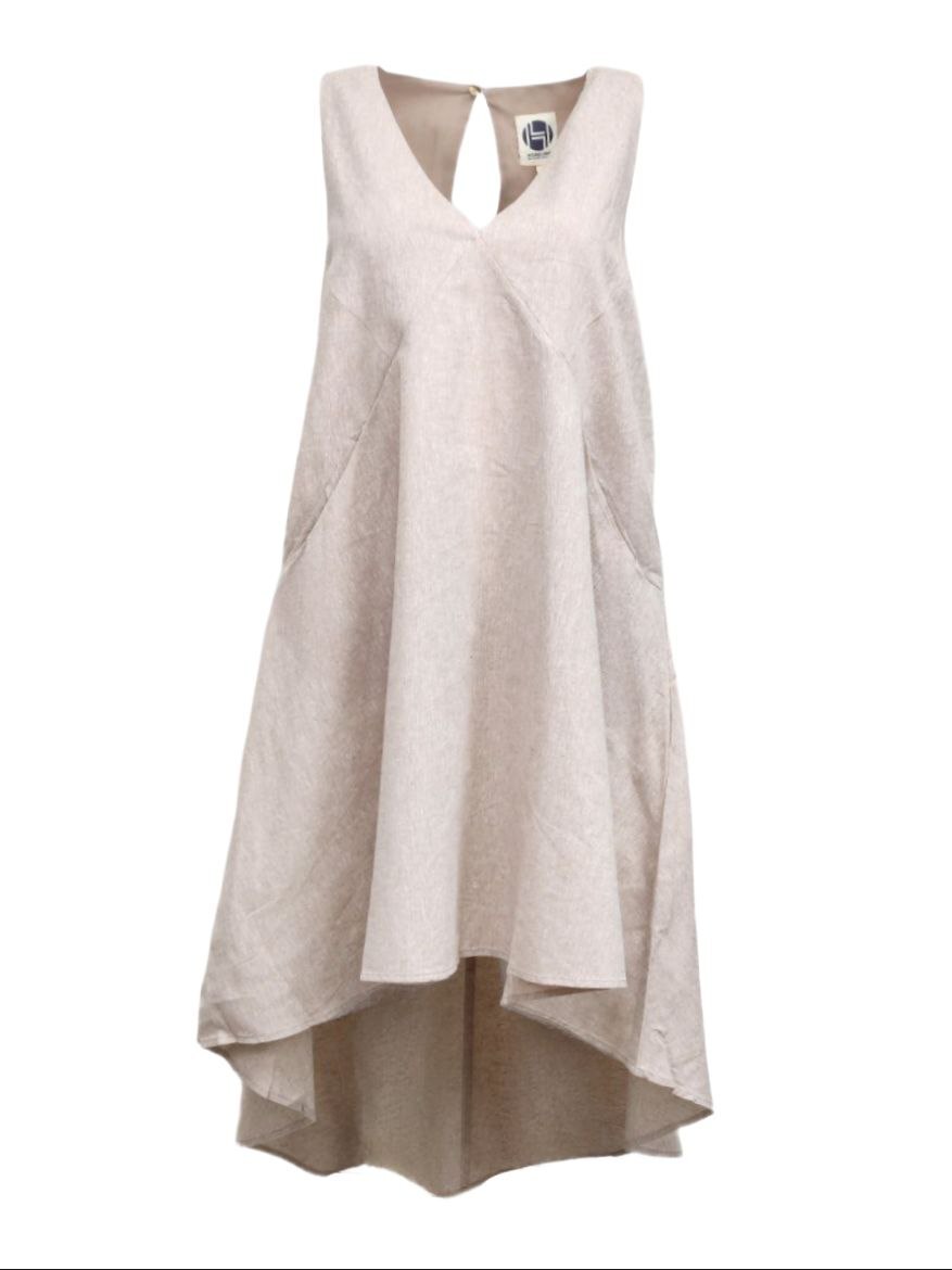 HoodLamb Women's Khaki Pocket A-Line Hemp Dress 420 NWT | eBay