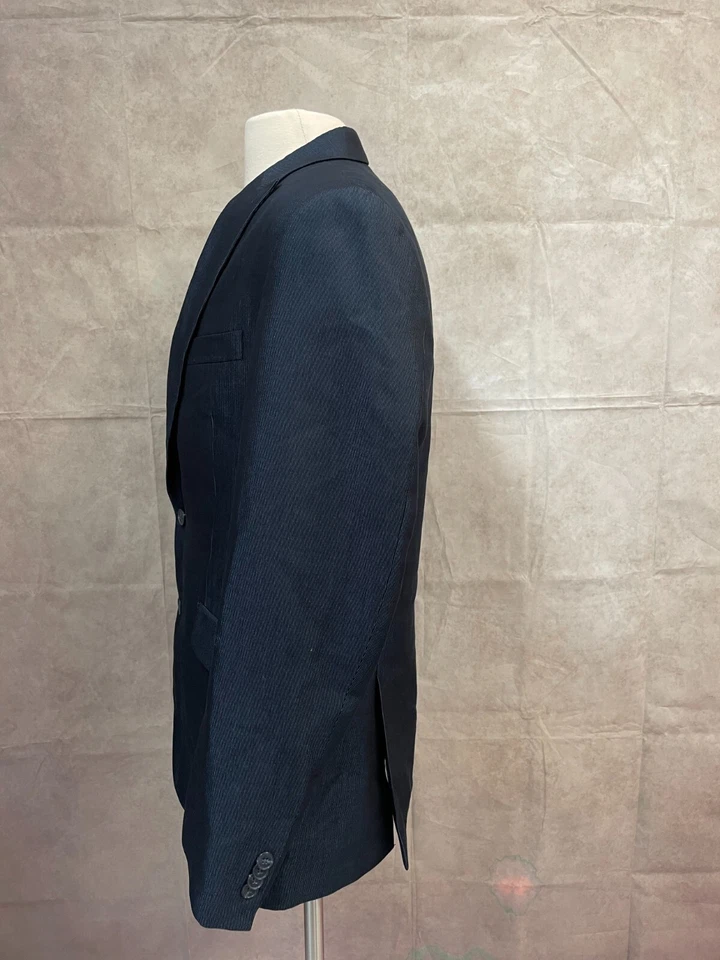 Blazer Kenneth Cole Reaction para hombre forrado azul marino solapa de muesca de un solo pecho talla 40R Foto 2 de 4