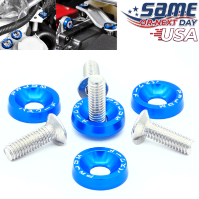 #ad Password JDM BLUE ALUMINUM Fender Washers 10 PC Engine Bolt Dress Up Kit USA $15.97