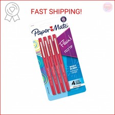 Paper Mate Flair Felt Tip Pens, Medium Point 0.7mm , Red, 4 Count
