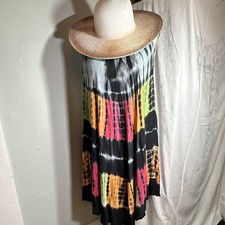 SALE!! Tie Dye Multicolor Sleeveless Shift Knee Length Dress One Size with hat
