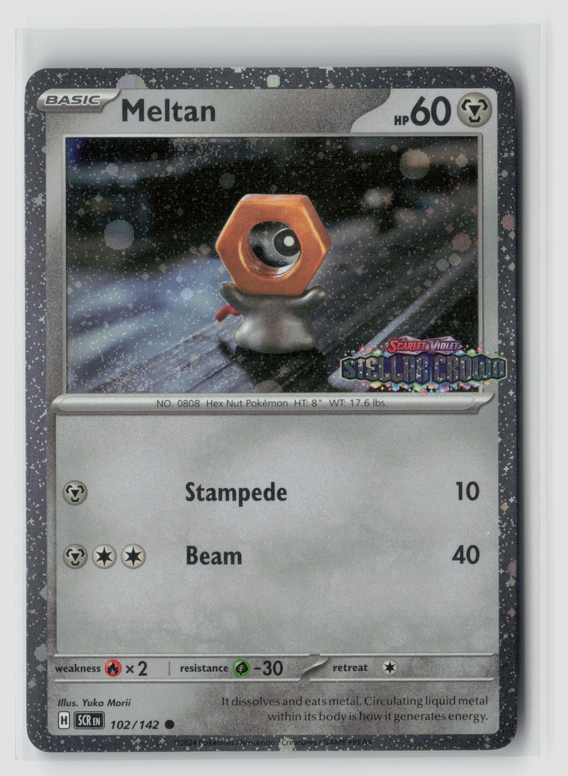Meltan Stellar Crown Stamped #102/142 Cosmos Holo Promo Pokemon TCG NM