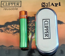 Clipper Briquet Métal Taille Standard SAFARI Couleur #1 Avec Étui Chrome
