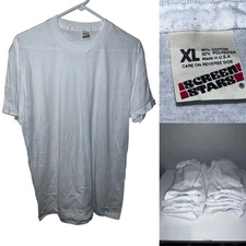 VTG Lot of 10 Screen Stars Blank White Single Stitch T-Shirts LARGE Nos 1980s