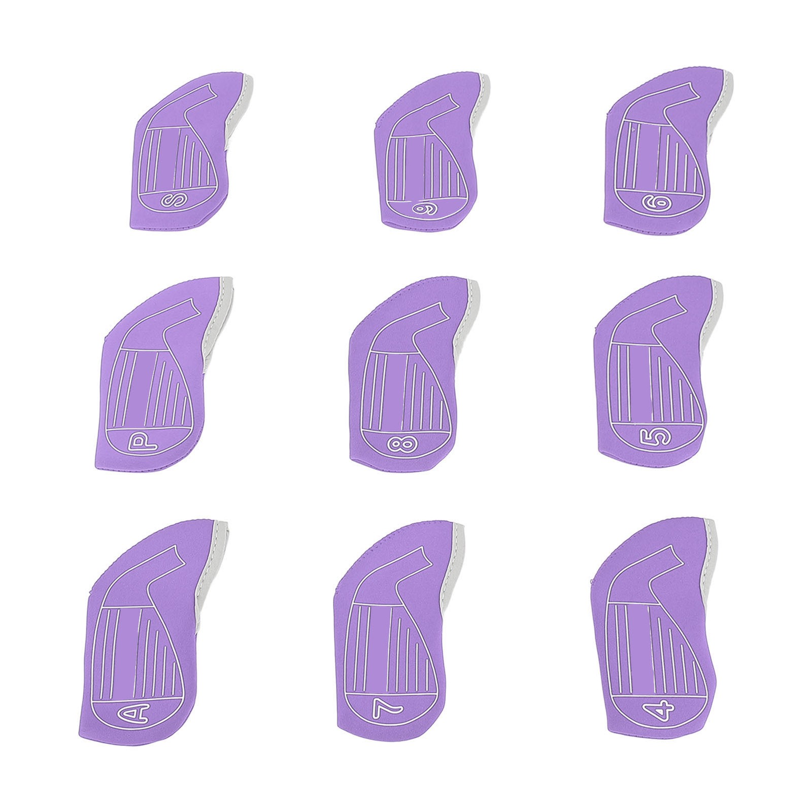 9PCS Club Head Covers For Irons Fabric Shockproof Anti Slip Protective Club