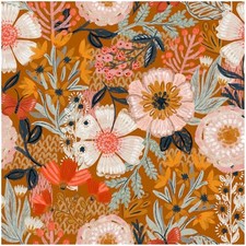 Boho Peel and Stick Wallpaper Floral Wall Paper 17.7in x 9.8ft Orange/Pink