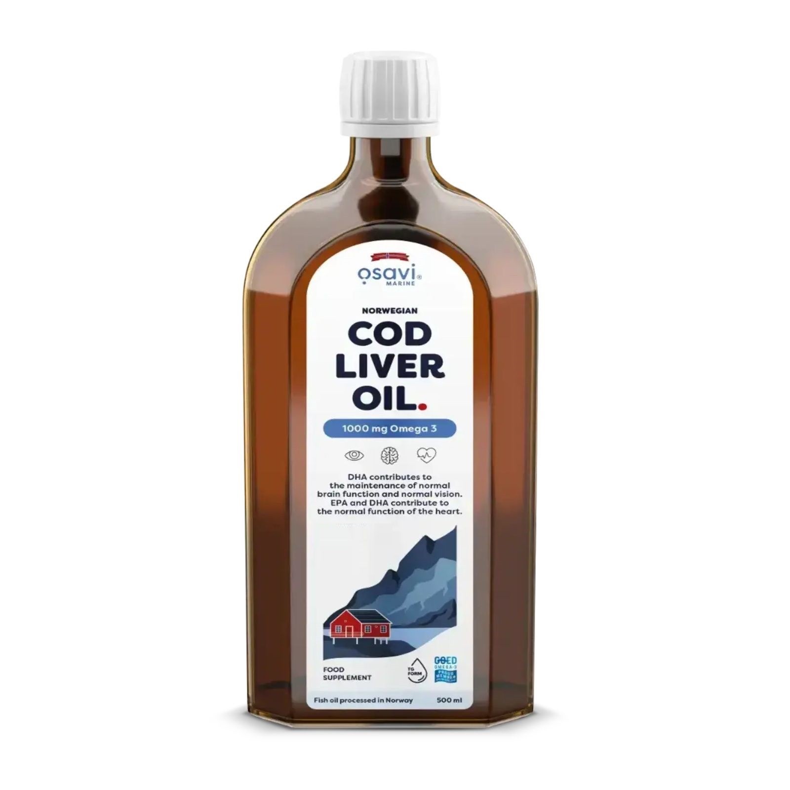 OSAVI NORWEGIAN COD LIVER OIL 1000MG OMEGA 3 EPA DHA 500ML NATURAL LEMON-MINT