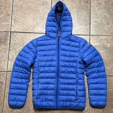 Save The Duck Puffer Hooded Quilted Blue Nylo...