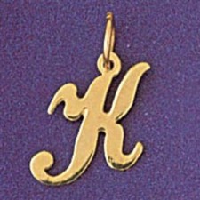 Initial K Charm Pendant 14k Gold 0.7 Grams 