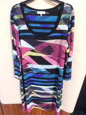 Calvin Klein Shift Dress 3/4 Sleeve Multicolor Large