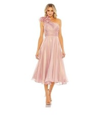 NWT Mac Duggal Rosette One-Shoulder Sleeveless Tea length Dress Sz 10 #70173