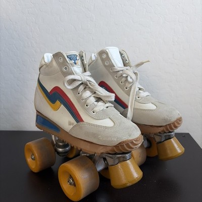 Vintage RARE Roller Derby World Cup Skates 70s 80s Rainbow SZ Womans 6.5  