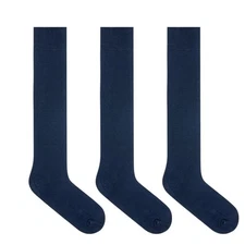 3 Pairs Men's Knee-High Dress Socks/Navy x3 / Shoe Size (4-10)