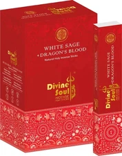 Divine Soul White Sage Dragons Blood Incense Sticks Pack of 12X15g Each 180g Box