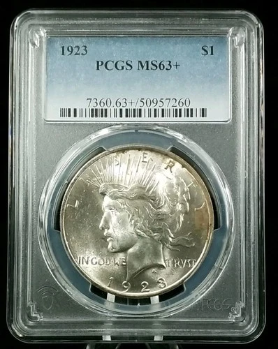 1923 $1 Peace Silver Dollar PCGS MS63+ Toning #6435