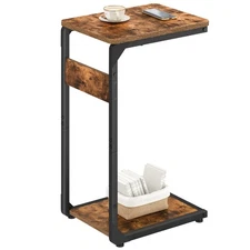 Narrow C-Shaped End Table, Small Couch Side Table, Sofa TV Tray Table for Liv...