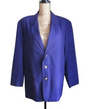 Vintage Contempo Casuals Blazer Small Purple Black Plaid Power Boxy Jacket 80s