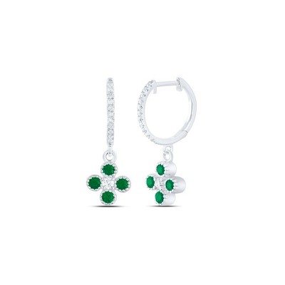 Ohrhänger 0,59 ctw natürlicher Diamant grüne Blume 14 kt Weißgold