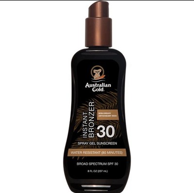 Australian Gold Instant Bronzer Spray Gel Sunscreen SPF 30 - 8 oz Spray