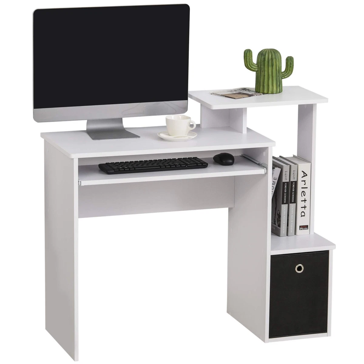 Mensola Da Scrivania Regolabile In Legno MDF Nero - Organizer A 2 Pezzi Impilabili - Per Ufficio, Casa, Libri - 2
