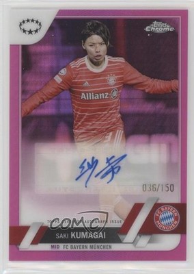 2022-23 Topps Chrome UEFA Women's Champions League 36/150 Saki Kumagai Auto 0f8t
